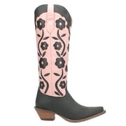 Dingo  Womens Goodness Gracious Tooled-Inlay Floral Snip Toe   Casual Boots   Over the Knee Mid Heel 2-3"