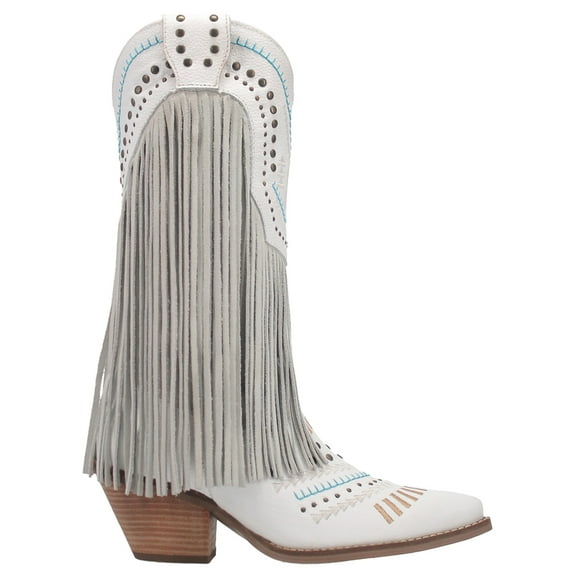 Dingo Womens Gypsy Embroidery Studded Fringe Snip Toe Cowboy Mid Calf Boot