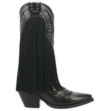 Dingo Womens Gypsy Studded Fringe Metallic Snip Toe Cowboy  Mid Calf Boots