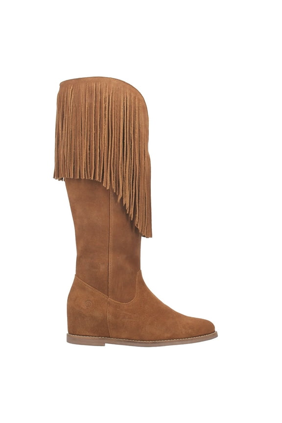 Womens Hassie Fringe Round Toe Pull On Tall Boots