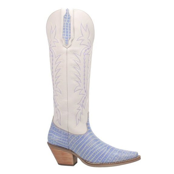 Dingo Womens High Lonesome Snake Print Pointed Toe Casual Boots Knee High Mid Heel 2-3"