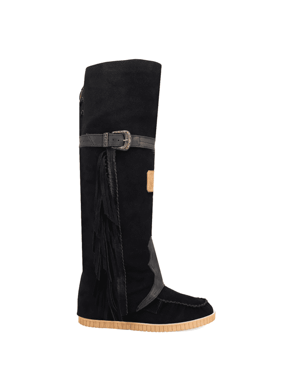 Womens Lakota Fringe Round Toe Moccasin Tall Boots
