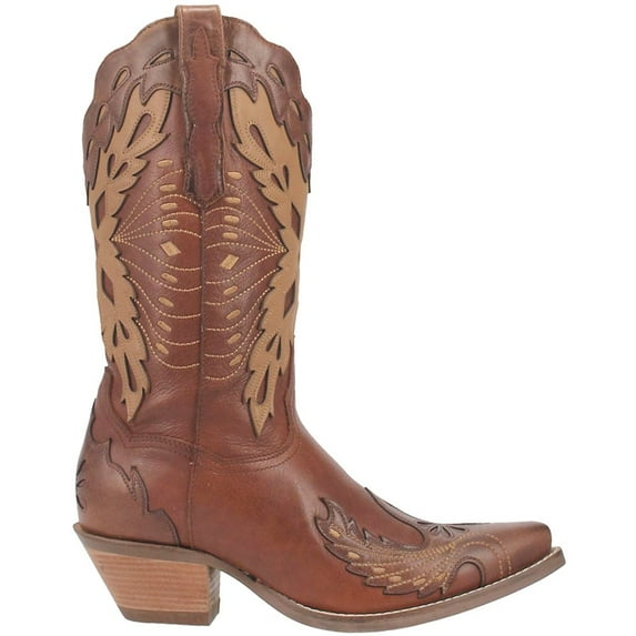 Dingo Womens Monterey Embroidery Snip Toe Boots Mid Calf Low Heel 1-2"