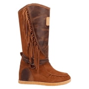 Dingo Womens Natchez Fringe Round Toe Moccasin Tall Boots