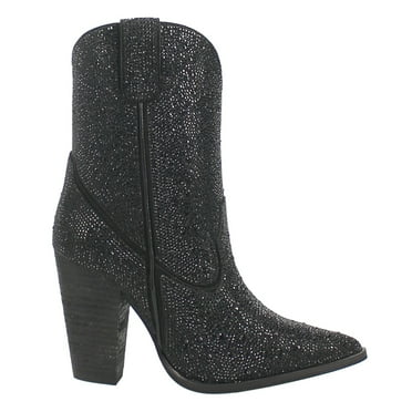 Dingo  Womens Neon Moon Rhinestone Pointed Toe   Casual Boots   Ankle High Heel 3" & Up