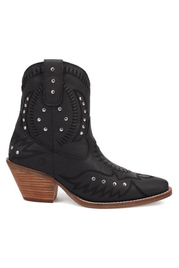 Womens Precious Embroidered Studded Snip Toe Cowboy  Ankle Boots