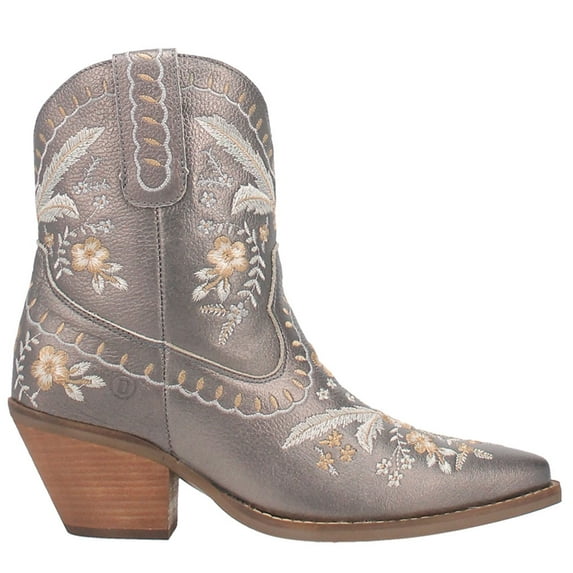 Dingo Womens Primrose Embroidered Floral Snip Toe Cowboy Ankle Boot