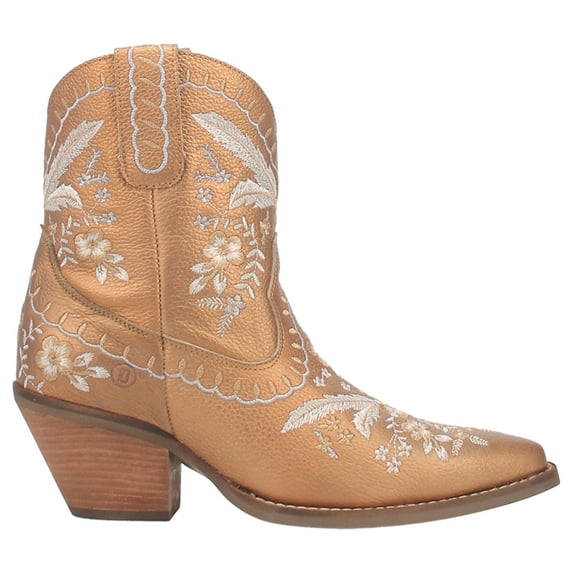 Dingo Womens Primrose Embroidered Floral Snip Toe Cowboy Ankle Boot