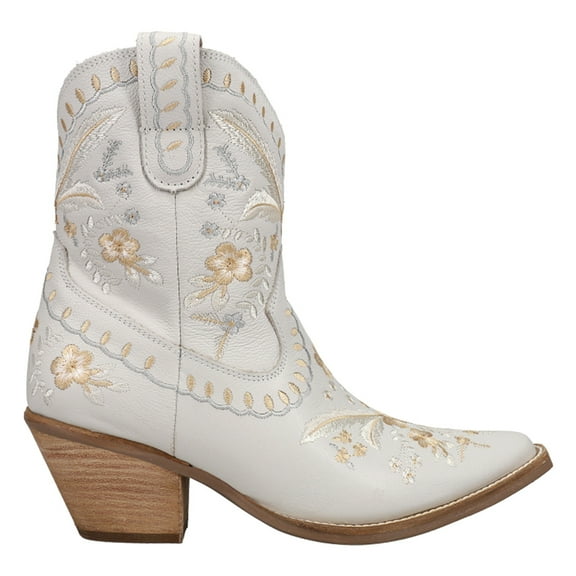 Dingo Womens Primrose Embroidered Floral Snip Toe Cowboy Ankle Boot