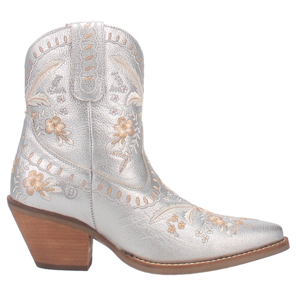 Dingo Womens Primrose Metallic Embroidered Floral Snip Toe Casual Boots ...