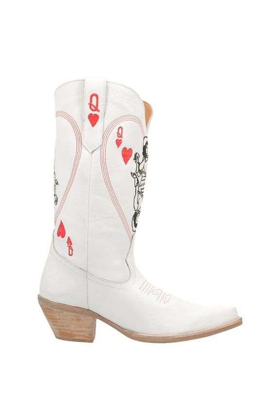 Womens Queen A Hearts Round Toe Embroidered Cowboy  Mid Calf Boots