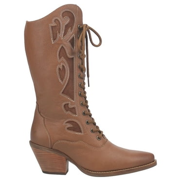 Dingo Womens San Miguel Tooled Inlay Snip Toe Zippered  Mid Calf Boots