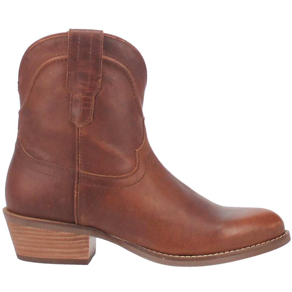 Brown Genuine Leather Round Toe High Heel Ankle Boots