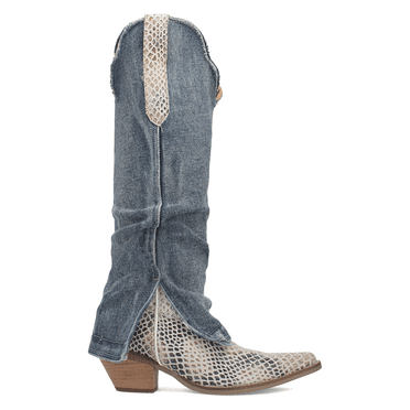 Dingo Womens Shabby Lizard Print Snip Toe Pull On Cowboy  Tall Boots