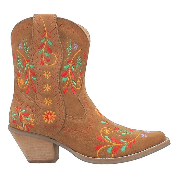 Dingo Womens Sugar Bug Floral Embroidery Round Toe Cowboy Ankle Boots