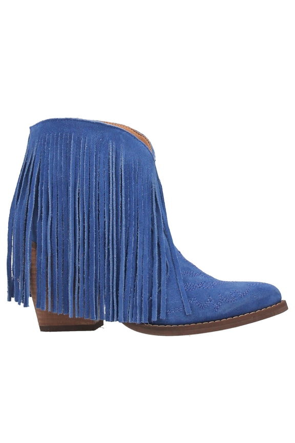 Womens Tangles Fringe Embroidered Pointed Toe Cowboy Ankle Dress Boo