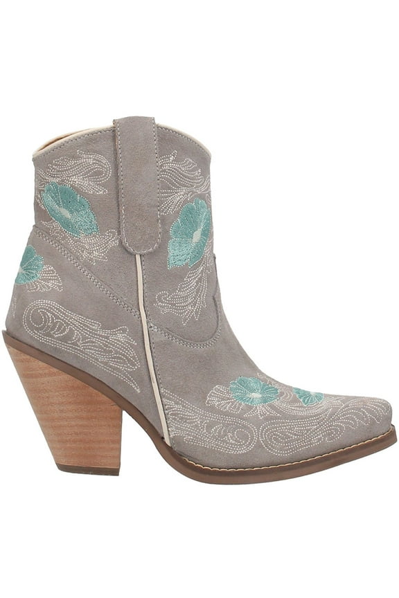 Women's Tootsie Floral Embroidered Western Fashion Booties Snip Toe Grey 8 M US
