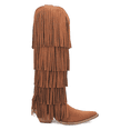 thumbnail image 1 of Dingo Women's Wild  Suede Fringe Tall Western Boot Snip Toe Brown 8 M  US, 1 of 7