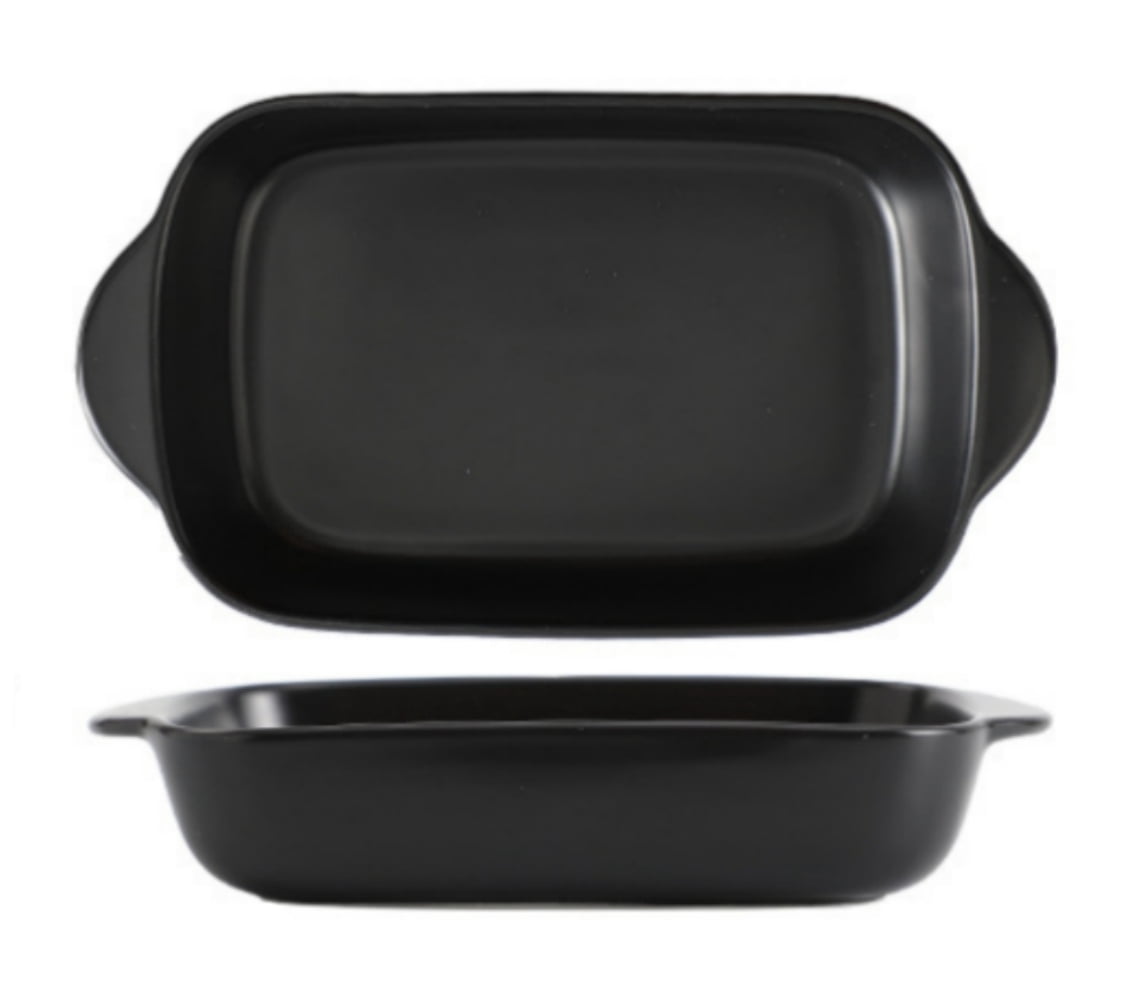 Dingrich 2 Pack 9 x 5 inch Ceramic Baking Dishes with Handle, Lasagna Pan Deep, Rectangular Casserole Dishes for Oven, Bakeware for Lasagna, Roasts, Home Decor Gifts, Black