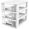 thumbnail image 1 of Dingrich 3 Layer Drawers Organizer Clear Cosmetics Storage Organizer Desktop Drawer Containers Unit for Home Office Craft Storage Cabinet, White, 1 of 7