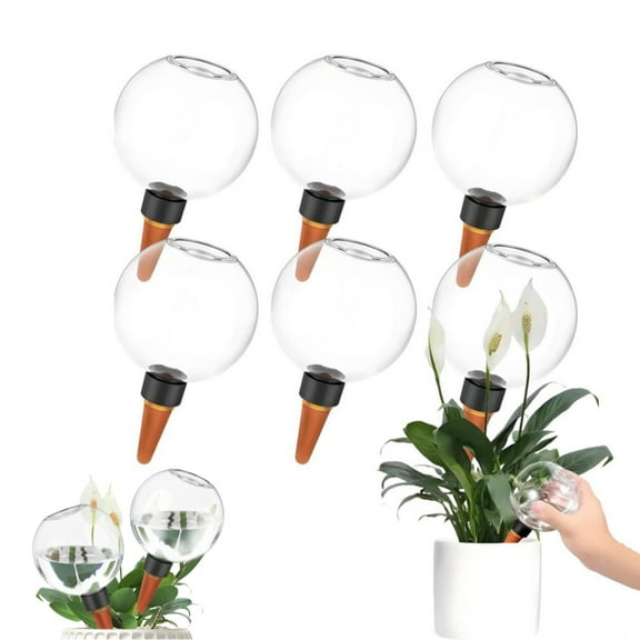 Dingrich 6-Pack Self-Watering Globe, 17oz (500ml) Plant Watering Balls for Indoor & Outdoor Use, Top Fill Irrigation Bulbs for Succulents & Flowers, Effective Drip Watering Device for Home Gardens