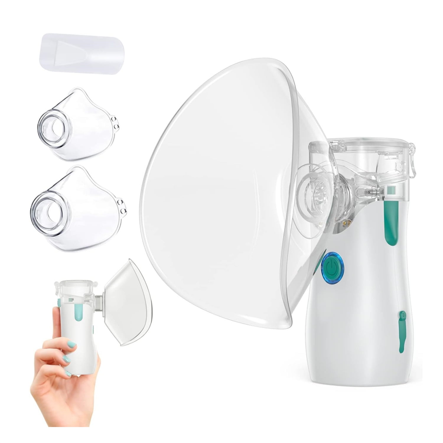 Dingrich Portable Mini Ultrasonic Humidifier with Mask - Ideal Handheld HumidifiNebuizer for Adults Compact USB Rechargeable for Home & Travel - White