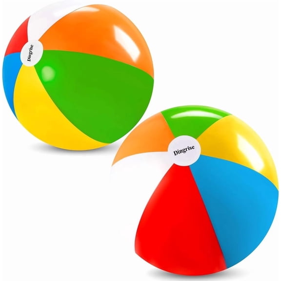 Dingrise Inflatable Balls, Amusement Products, Inflatable Rainbow Beach Ball, Lightweight PVC Pool Float Ball, Portable Blow Up Ball for Beach Pool Summer Party Outdoor Games