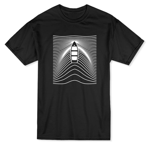 Dingy Boat Waves Pattern Design Men Black T-Shirt, Male x-Large