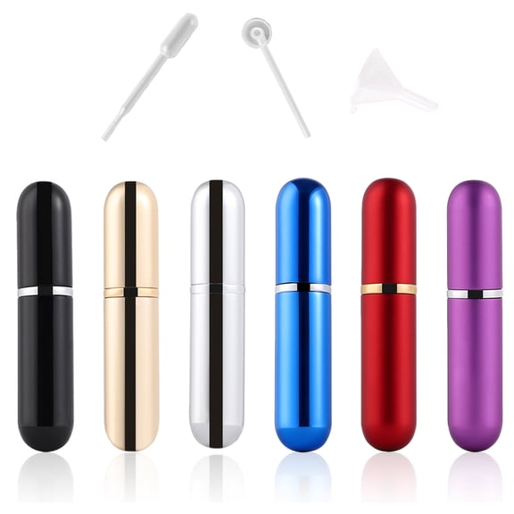 Dinheiro 6 Pieces Perfume Atomizer Portable Mini Refillable Perfume Empty Spray Bottle in 5 ml with Perfume Dispenser Pump Transfer Tool for Travel,style:style1;