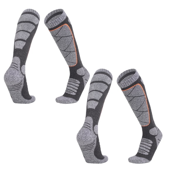 Dinheiro Ski Socks Outdoor Sports Thickened Mountaineering Socks Cold Weather Socks for Snowboarding, Snow, Winter, Thermal Knee-high Warm Socks, Hunting for Men2PCS,Dark Gray
