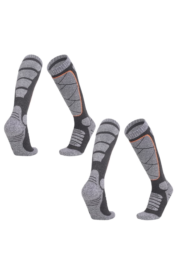 Dinheiro Ski Socks Outdoor Sports Thickened Mountaineering Socks Cold Weather Socks for Snowboarding, Snow, Winter, Thermal Knee-high Warm Socks, Hunting for Men2PCS,Dark Gray