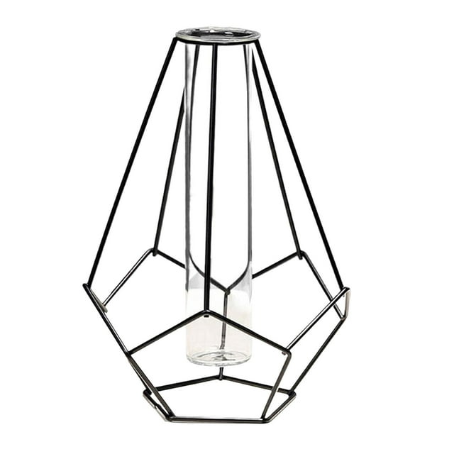 Dinheiro Vase Metal holder Glass geometric decorative vase, modern