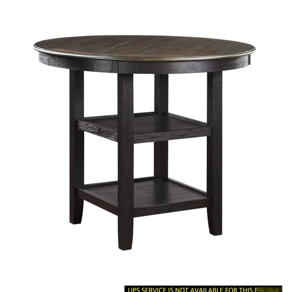 Dining Area Counter Height Table, Transitional, Brown And Black, 2 Shelves, 4 Seater Table In Room, Black White Finish, Display Shelves
