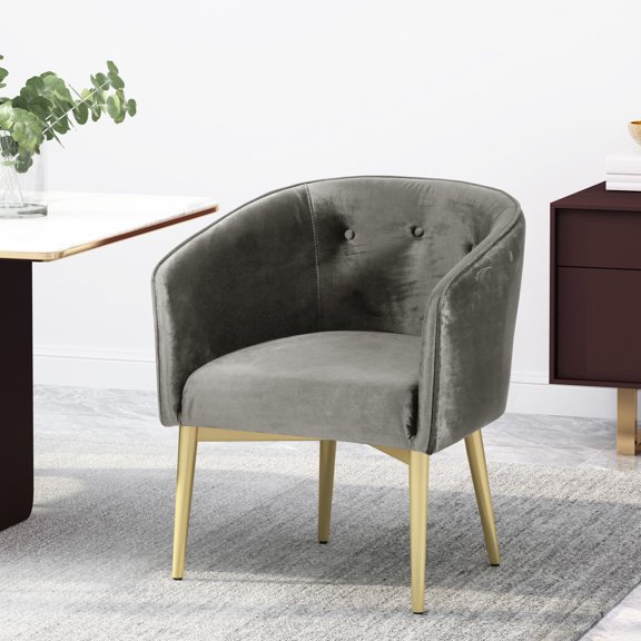 Dining Arm Chair | Provide Aesthetic Seating for Family Meals | 100% Polyester Velvet Upholstery with Button Tufting | Durable Iron Toothpick Legs for Long - term Use