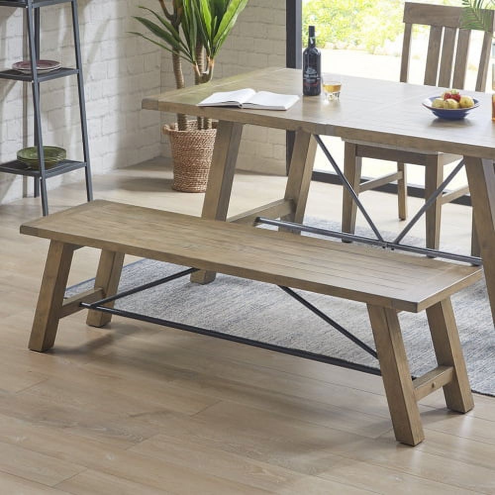 Kitchen Support Bench Dining Bench 3 Seater Seating Chair with Rustic Metal Accents Support ...