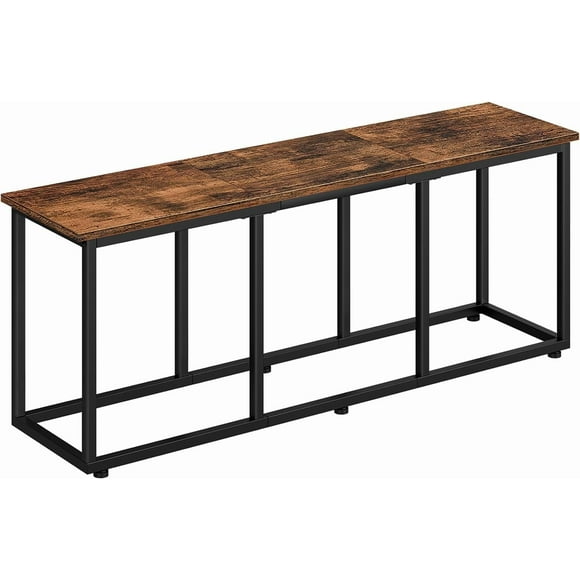 Dining Bench, 47.2 Inch Dining Table Bench, Industrial Style Kitchen Bench, Steel Frame, Easy to Assemble, for Kitchen, Dining Room, Rustic Brown and Black