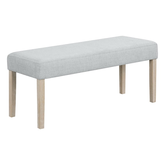 Dining Bench, Contemporary Gray Upholstered Fabric Seat with Sturdy Wood Tapered Legs, 45" x 17" x 19"H, Modern Style Padded Seating for Dining Room and Entryway, Assembly Required
