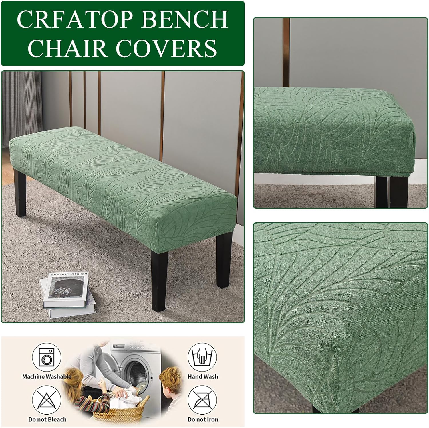 Dining Bench Cover Jacquard Bench Seat Cushion Slipcovers Stretch