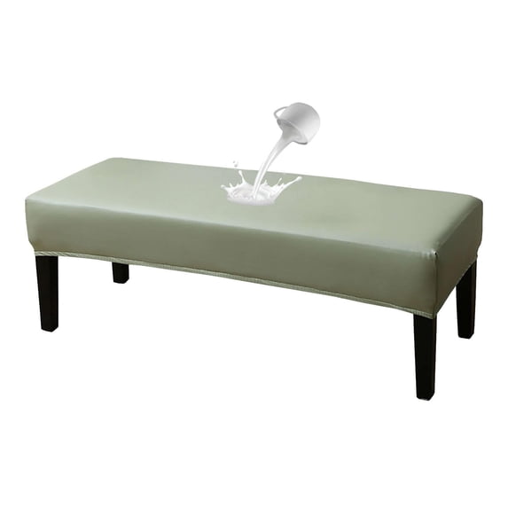 Dining Bench Cover Waterproof, Stretch Bench Slipcover PU Dining Room Bench Covers with Elastic Bottom for Living Room Bedroom Hotel-cream-71x16x6 in