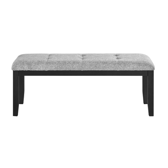 Dining Bench, Modern Grey Fabric Upholstery with Solid Rubberwood and MDF Frame, Contemporary Block Legs for Dining Room, Oceanic Light Grey Minimalist Seating Furniture