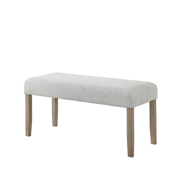 Dining Bench Tabitha Light Oak Finish Dining Bench with Light Gray Fabric,Kitchen Bench