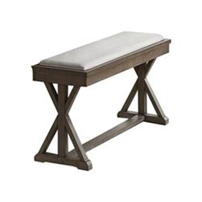 Sophisticated Acacia Wood Dining Bench with Beige Padded Seat