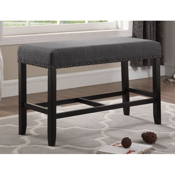 Dining Benches Biony Fabric Counter Height Dining Bench with Nailhead Trim, Grey,Dining Benches With Storage