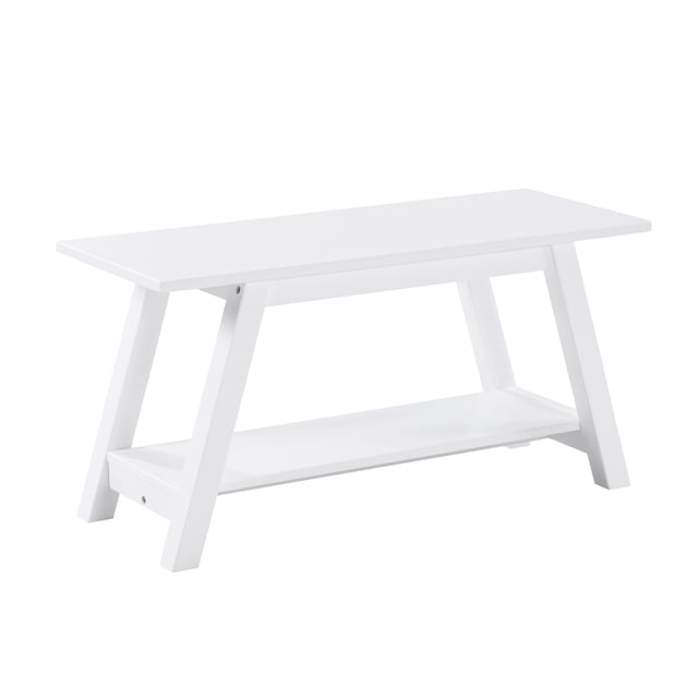 Dining Benches Elyz Solid Wood Bench with Shelf, 36.10-Inch Long, White ...