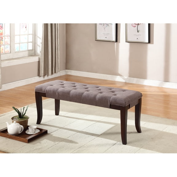 Dining Benches, Linon Tufted Bench, Fabric, Brown, Brown Dining Benches With Storage,Polyester Blend Wooden Dining Benches, Furniture Dining Furniture Benches Linon Tufted Bench, Fabric, Brown