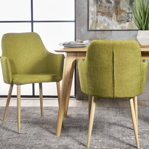 Dining Chair (2) - Fashionable Fabric And Iron Frame With Wood Finish Feature Upholstery, Frame, For Elegance