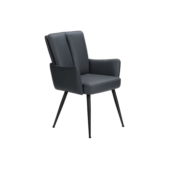 Dining Chair, 36" Height, Set Of 2, Upholstered, Side, Dining Room, Kitchen, Blue Leather Look, Black Metal, Contemporary, Modern
