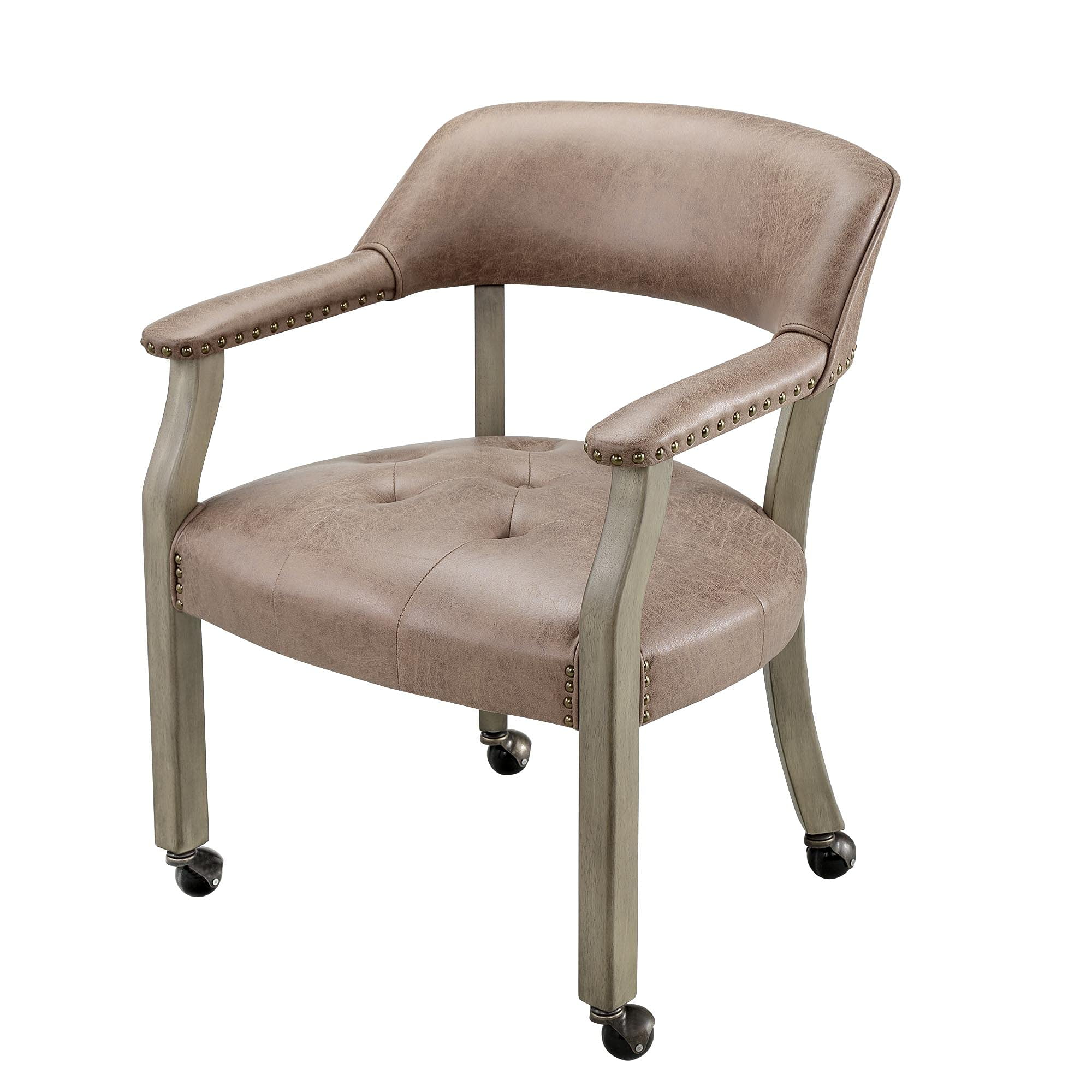 Dining Chair with Casters, Captain's Chairs with Rollers Sets