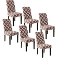 thumbnail image 1 of Dining Chair Cover Patterned Stretch Printed Parsons Dining Chair Cover Washable Removable Suitable Armless for Kitchen Hotel Restaurant Office Ceremony Universal Size (6 Piece, Dark Camel), 1 of 6
