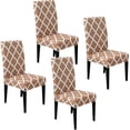 thumbnail image 1 of Dining Chair Cover Patterned Stretch Printed Parsons Dining Chair Cover Washable Removable Suitable Armless for Kitchen Hotel Restaurant Office Ceremony Universal Size (4 Piece, Light Camel), 1 of 6